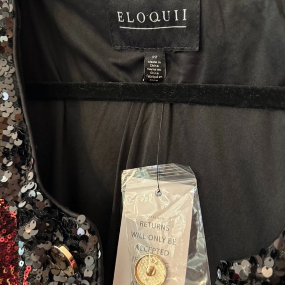 Eloquii Plaid Sequin Crop Jacket NWT 22